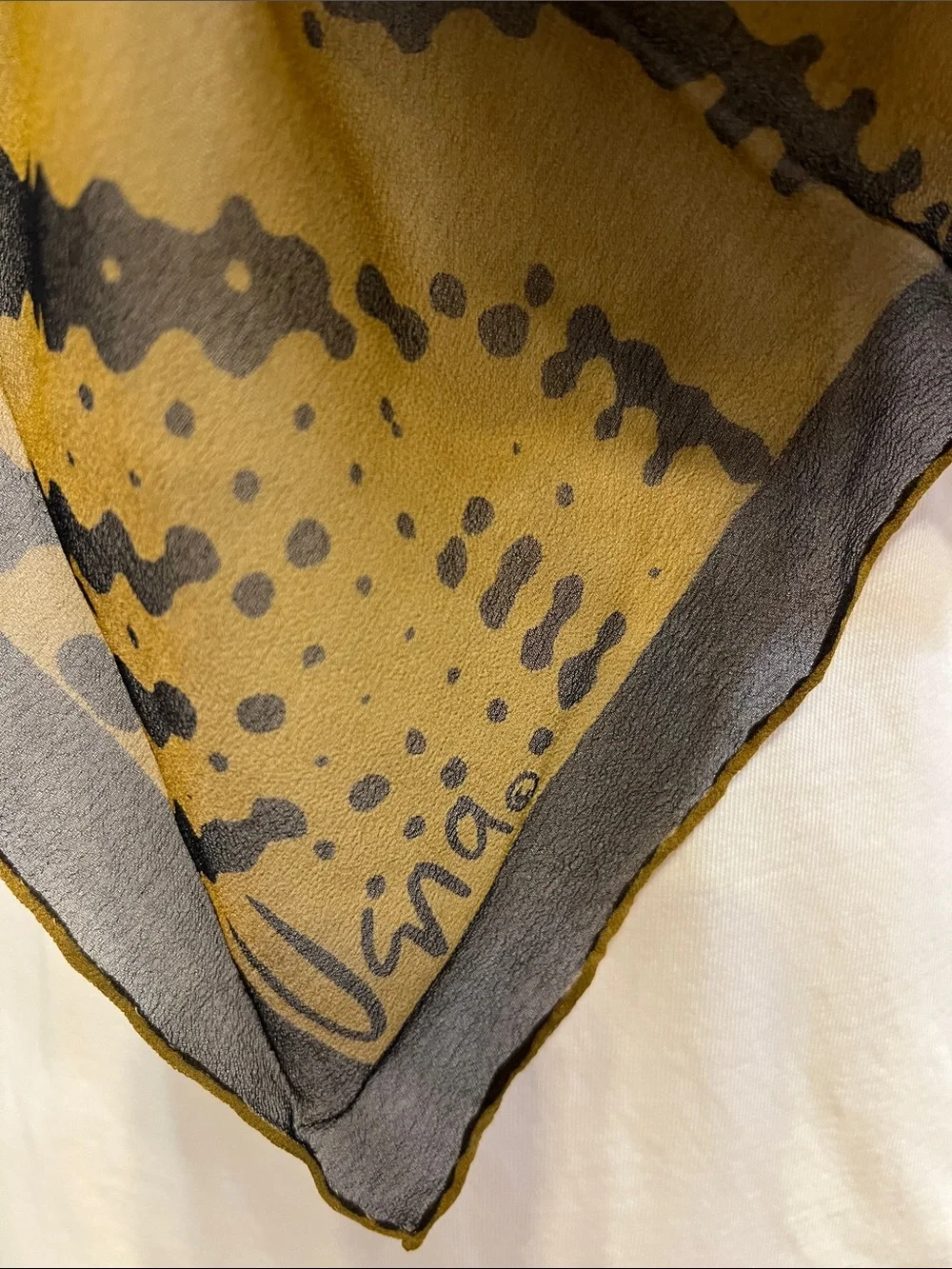 Vintage Vera Neumann Black and Gold Sheer Scarf Scarves by Vera 25” X 25”